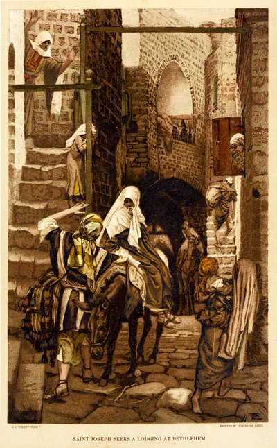 Josef sucht eine Herberge in Bethlehem - Bibel von James Jacques Joseph after Tissot